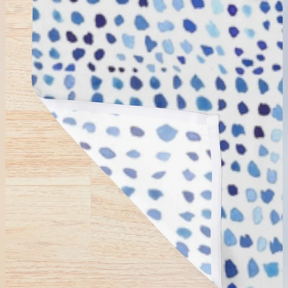 Blue Watercolor Dots Shower Curtain